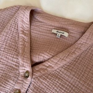 Madewell gauzey long sleeve top in light mauve size xs
